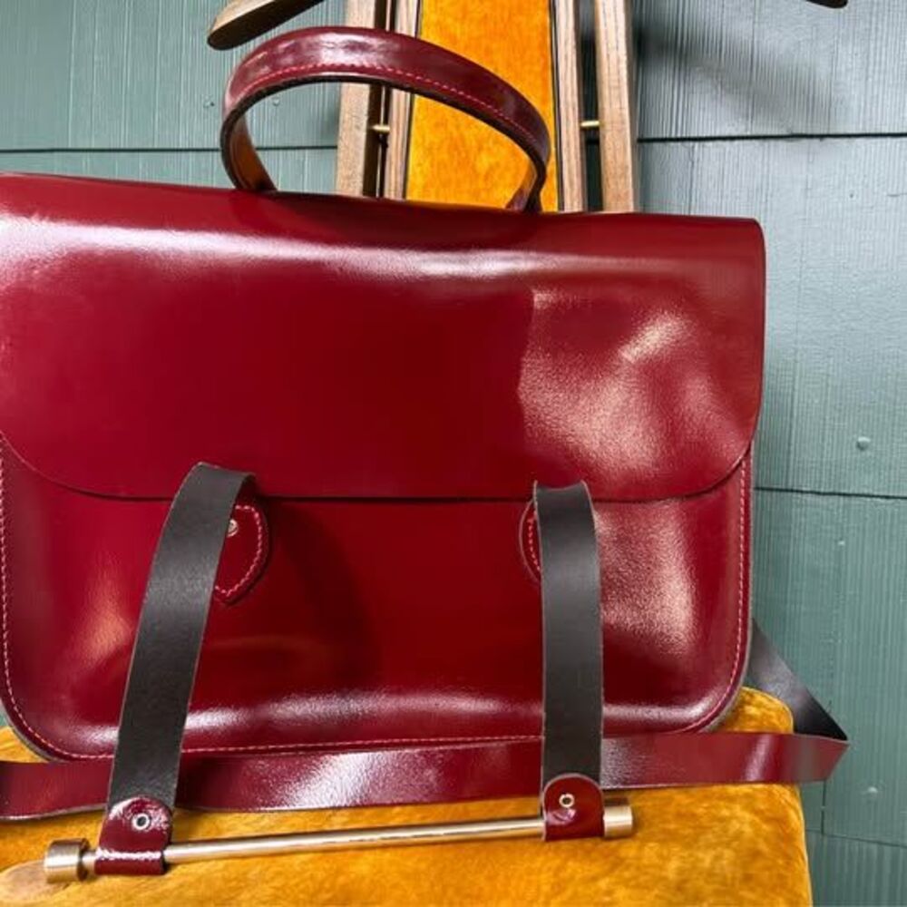 Leather Satchel Co. UK Burgundy Leather Satchel Music Case Bag